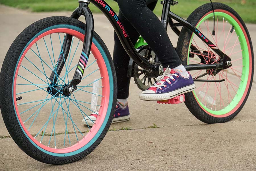 Riding a bike to school